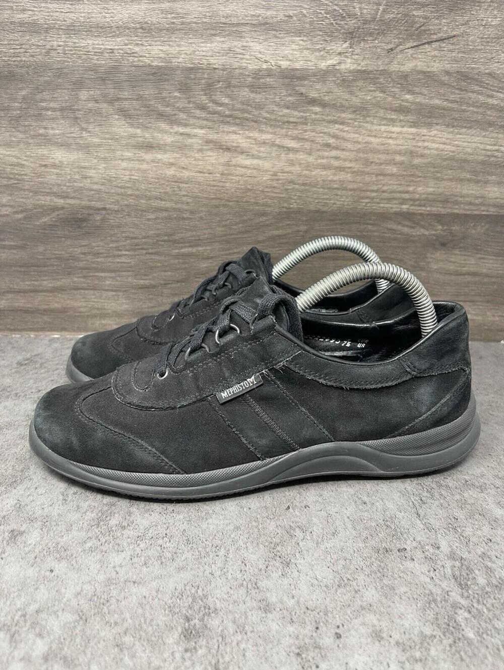 Mephisto Runoff Air Jet Sneakers Womens Size 7.5 Black Suede Low Top Casual
